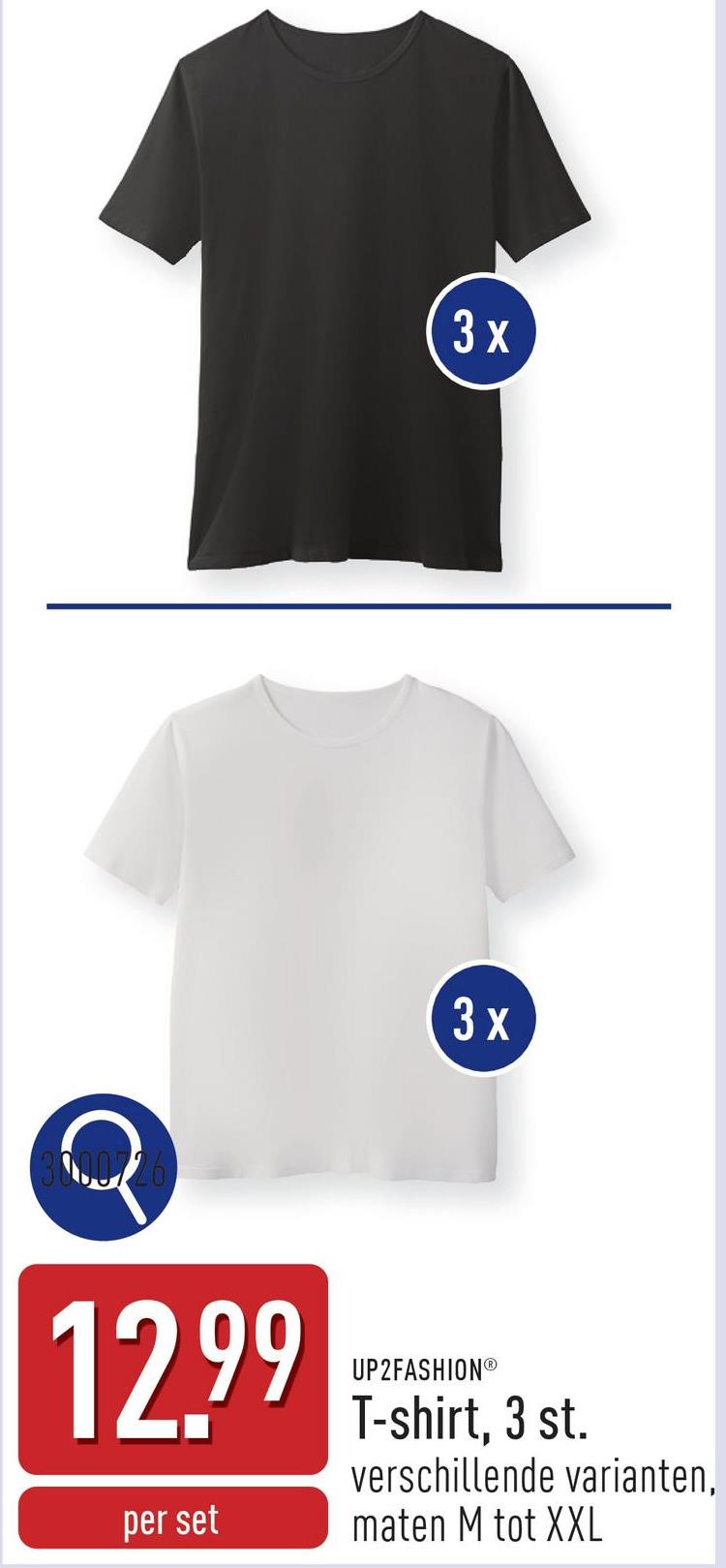 T-shirt, 3 st. katoen/elastaan (Lycra®), slim fit, keuze uit verschillende varianten, maten M tot XXL, OEKO-TEX®-gecertificeerd