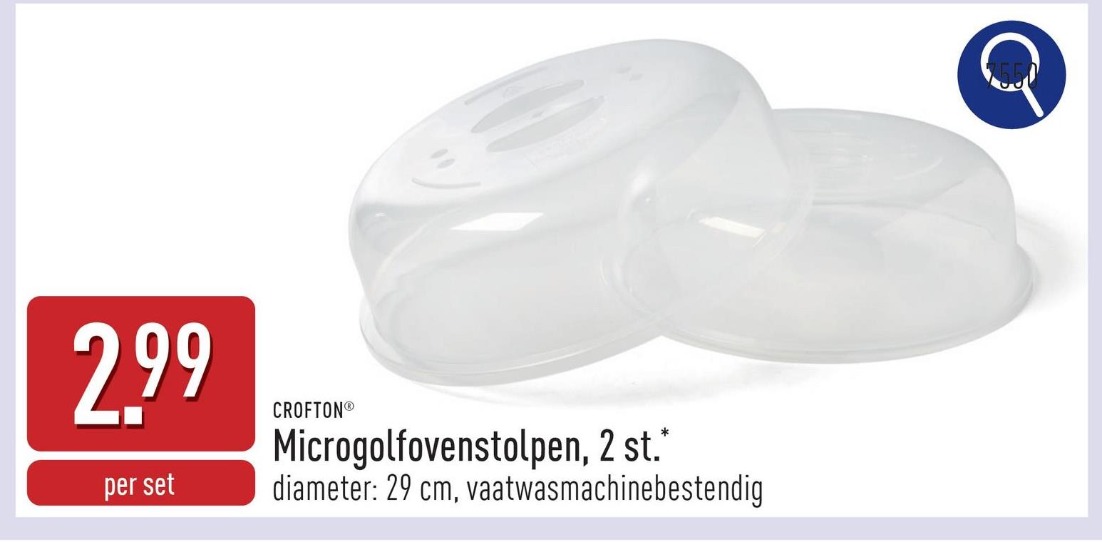 Microgolfovenstolpen, 2 st. polypropyleen, diameter: 29 cm, hoogte: 8,5 cm, max. temperatuur: 100 °C, vaatwasmachinebestendig