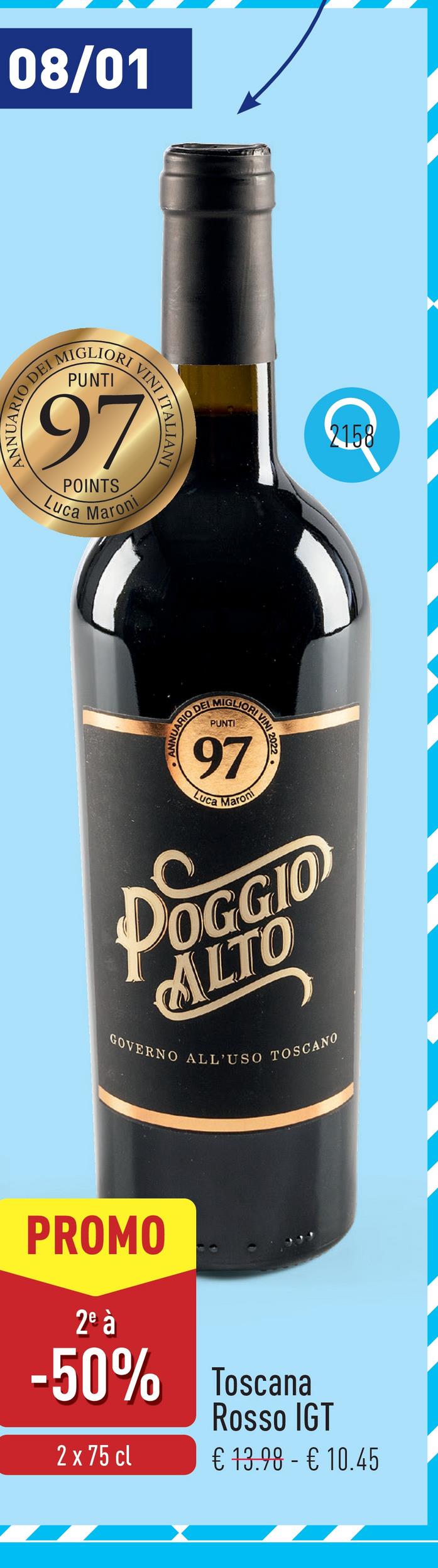 Toscana Rosso IGT vin rouge intense au bouquet de cerises rouges et noires mûres, soyeux en bouche, avec des tanins doux et une agréable finale souple, 97 points décernés par Luca Maronicépages : sangiovese, merlot, colorino, cabernetsuggestion : pour accompagner pâtes, gibier et viandes rougestempérature de service : 16-18 °Cmillésime : 2022