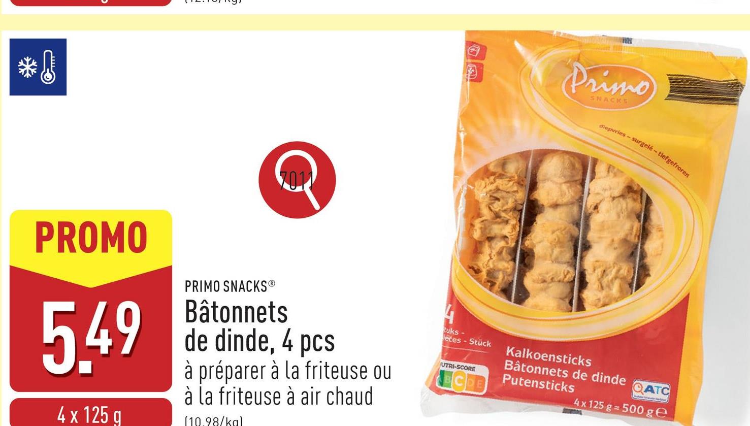 Bâtonnets de dinde, 4 pcs peuvent être cuites à la friteuse ou à la friteuse à air chaud