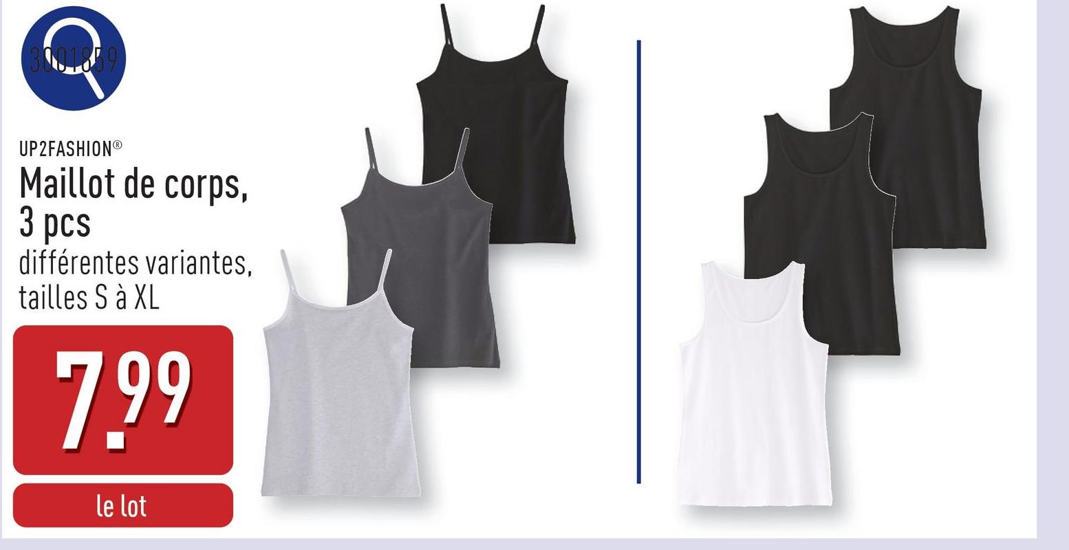 Maillot de corps, 3 pcs coton/élasthanne (Lycra®), extra slim fit, choix entre différentes variantes, tailles S à XL, certifié OEKO-TEX®