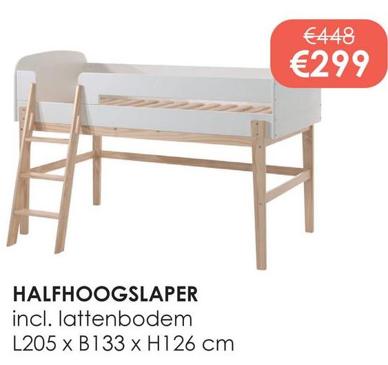 HALFHOOGSLAPER
incl. lattenbodem
L205 x B133 x H126 cm
€448
€299