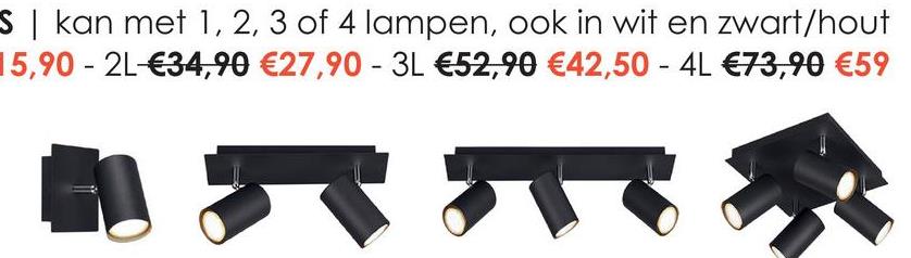 S | kan met 1, 2, 3 of 4 lampen, ook in wit en zwart/hout
15,90 2L-€34,90 €27,90 - 3L €52,90 €42,50 - 4L €73,90 €59