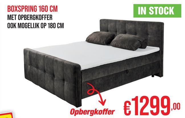 BOXSPRING 160 CM
MET OPBERGKOFFER
OOK MOGELIJK OP 180 CM
IN STOCK
Opbergkoffer
€1299.00