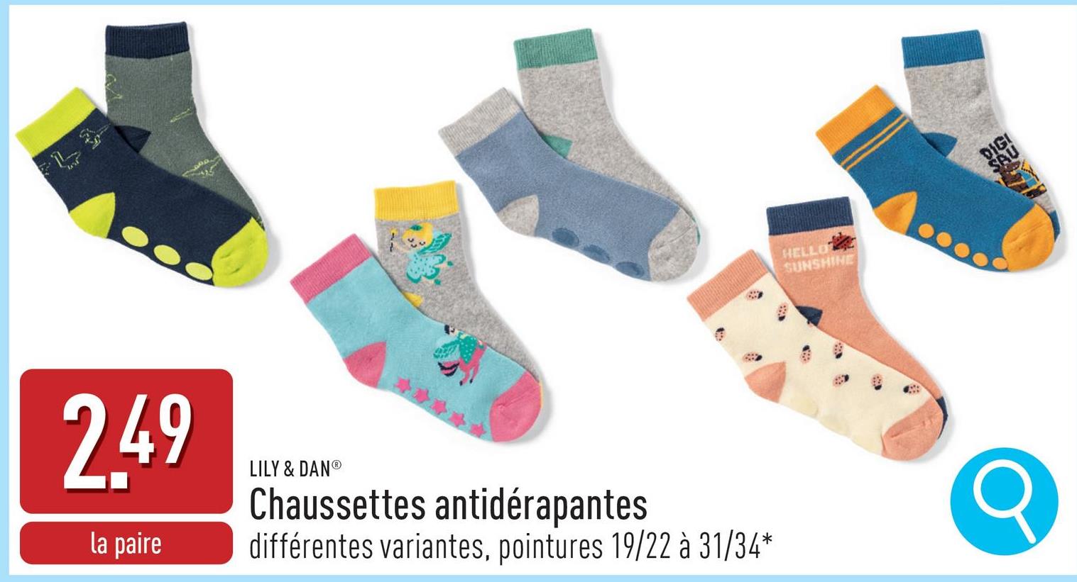 Chaussettes antidérapantes coton/polyamide/élasthanne (Lycra®), choix entre différentes variantes, pointures 19/22 à 31/34*, certifiées OEKO-TEX®