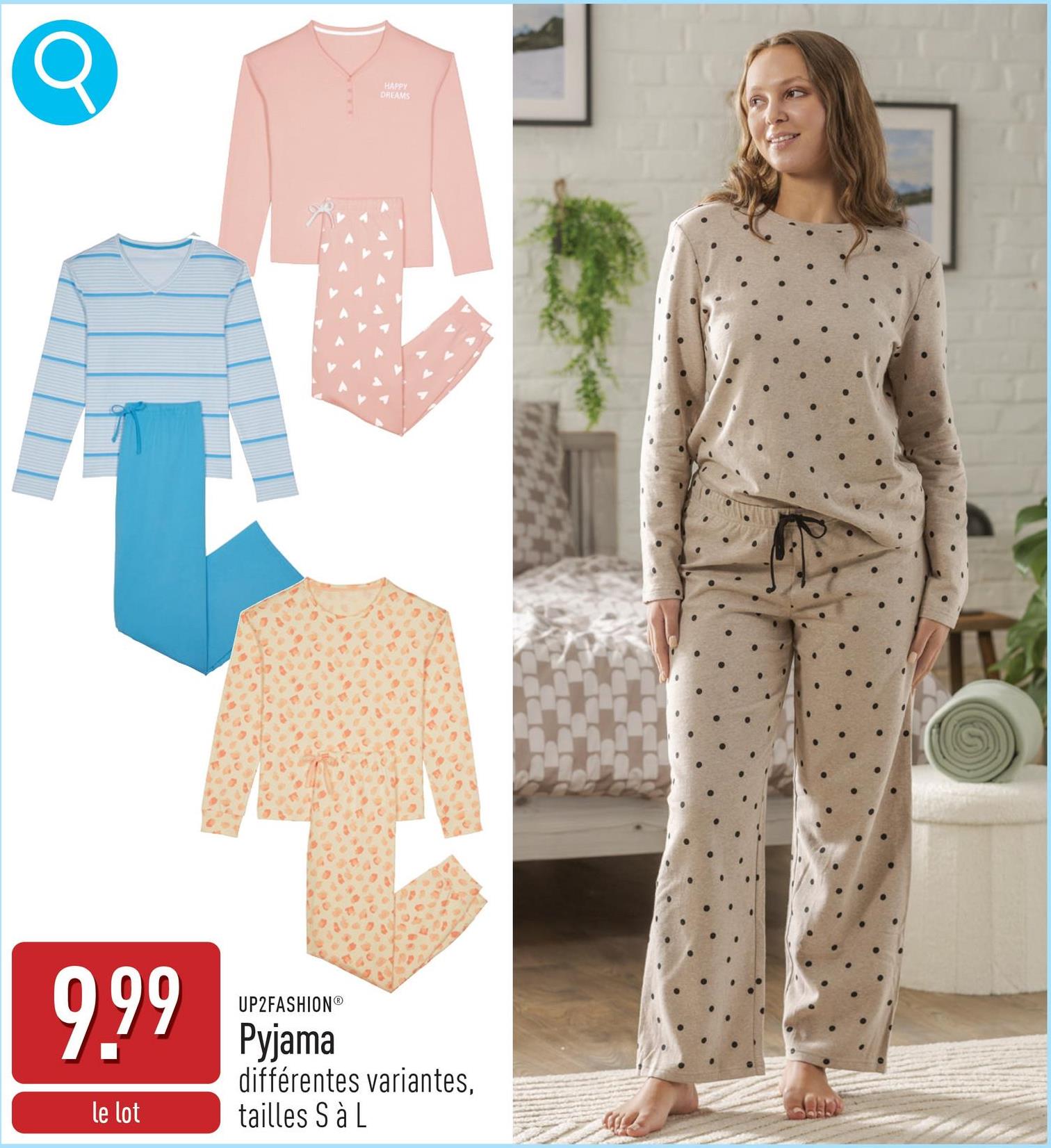 Pyjama coton ou coton/viscose, choix entre différentes variantes, tailles S à L, certifié OEKO-TEX®