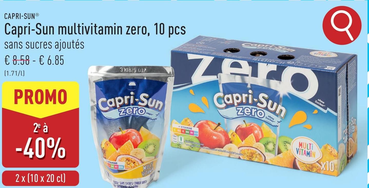 Capri-Sun multivitamin zero, 10 pcs sans sucres ajoutés