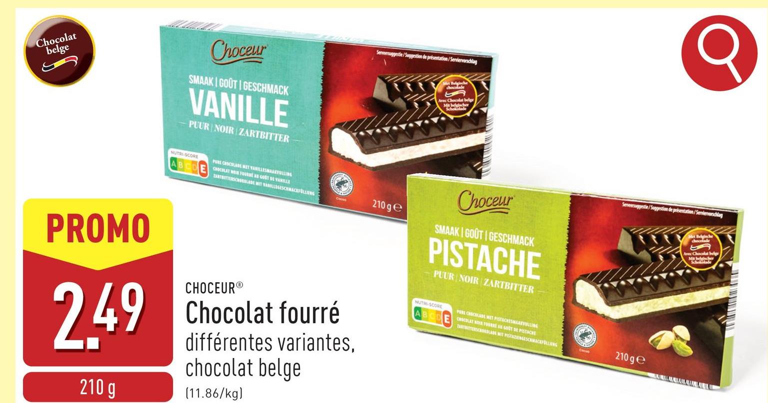 Chocolat fourré choix entre différentes variantes, chocolat belge