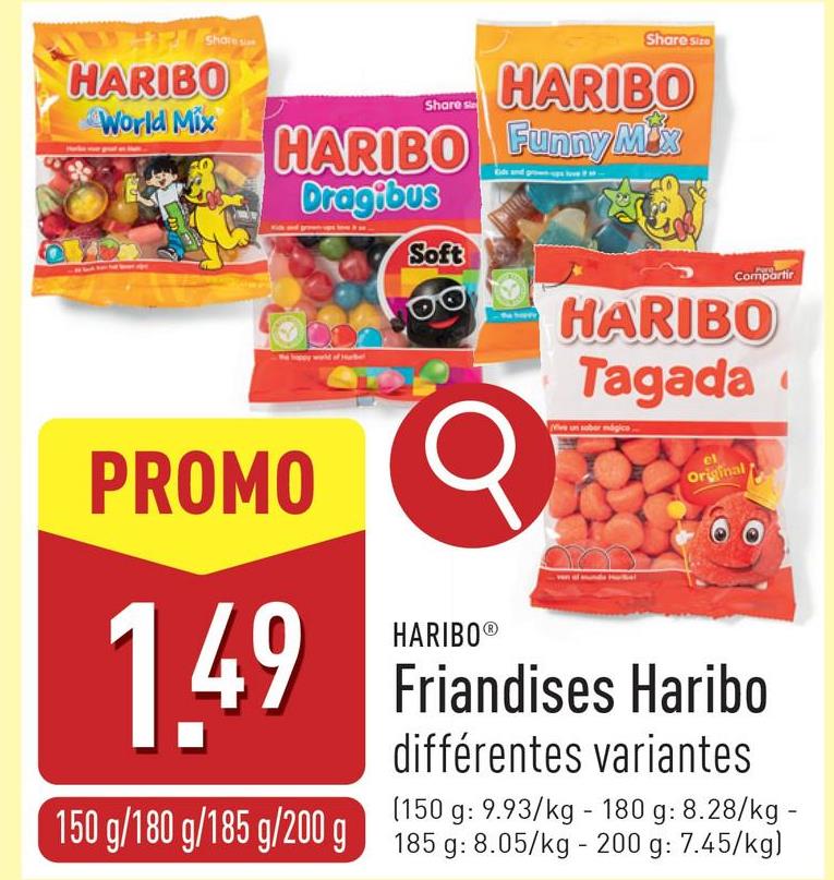 Friandises Haribo différentes variantes