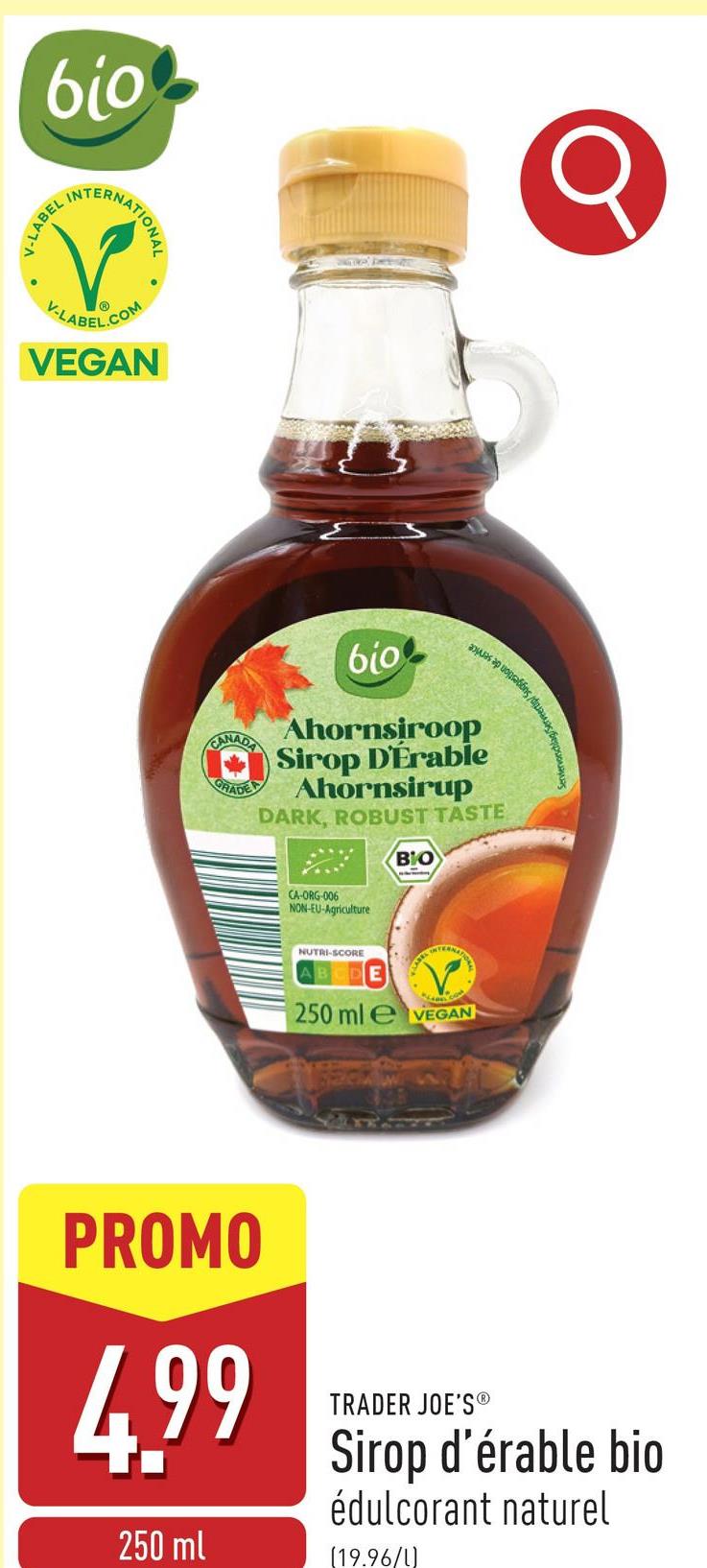 Sirop d'érable bio sirop d'érable canadien, édulcorant naturel