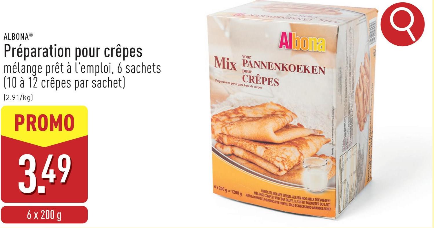 Préparation pour crêpes mélange prêt à l'emploi, 6 sachets (10 à 12 crêpes par sachet)