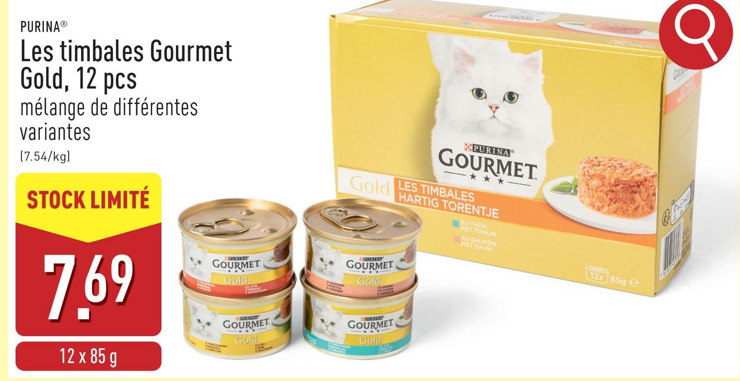 Les timbales Gourmet Gold, 12 pcs nourriture complète pour chats adultes, choix entre différentes variantes