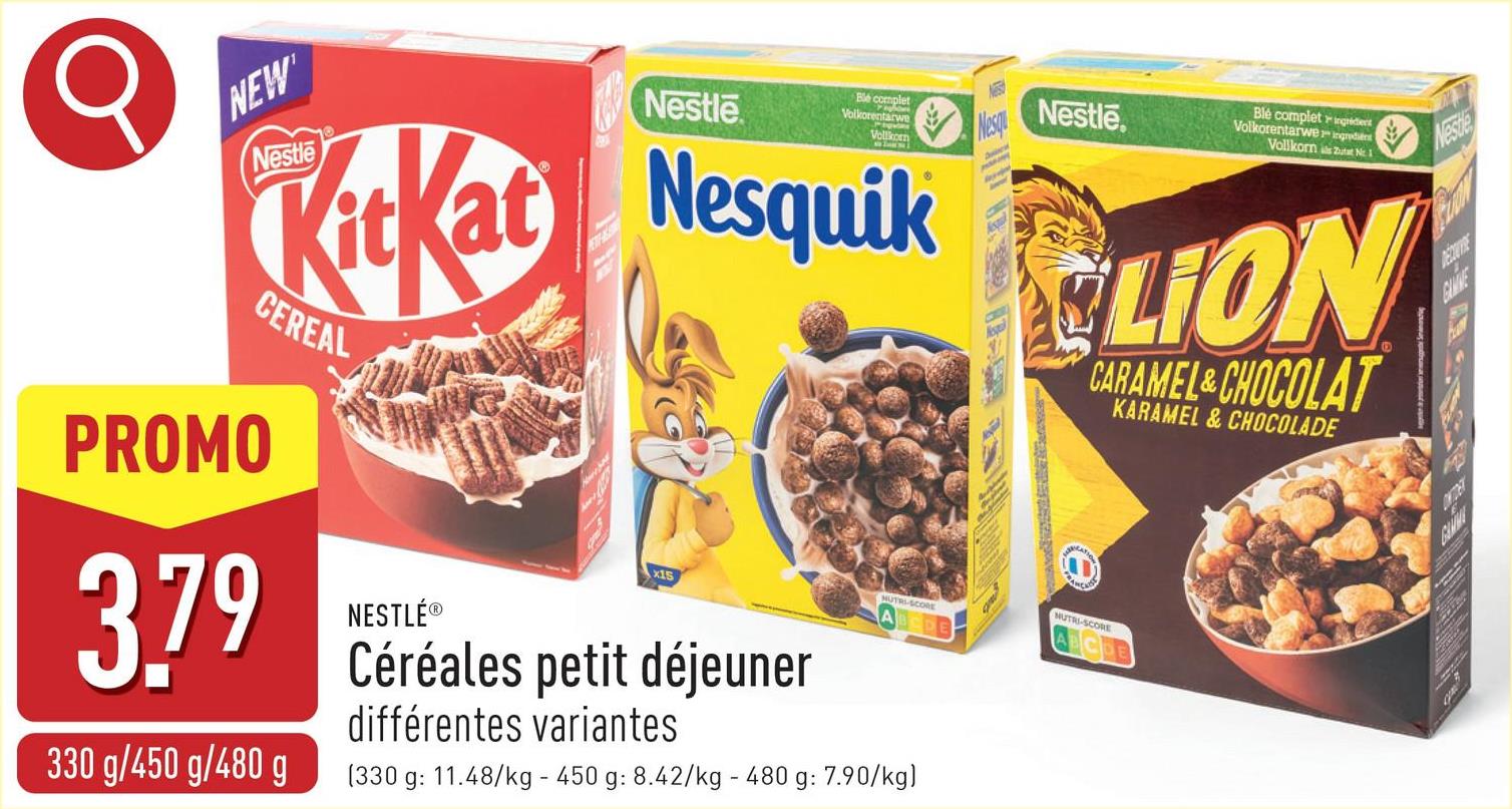 Céréales petit déjeuner choix entre différentes variantes