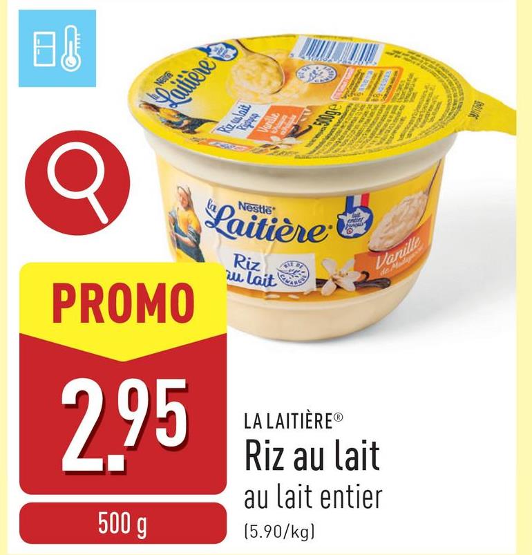 Riz au lait dessert au lait entier et au goût vanille