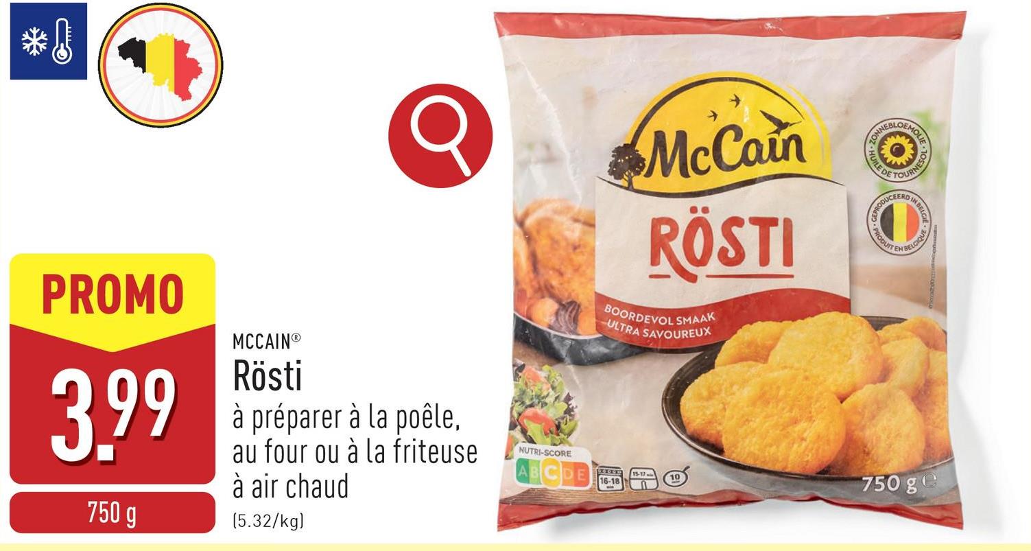 Rösti galettes légèrement croustillantes de pommes de terre et d'oignons râpés, à préparer à la poêle, au four ou à la friteuse à air chaud