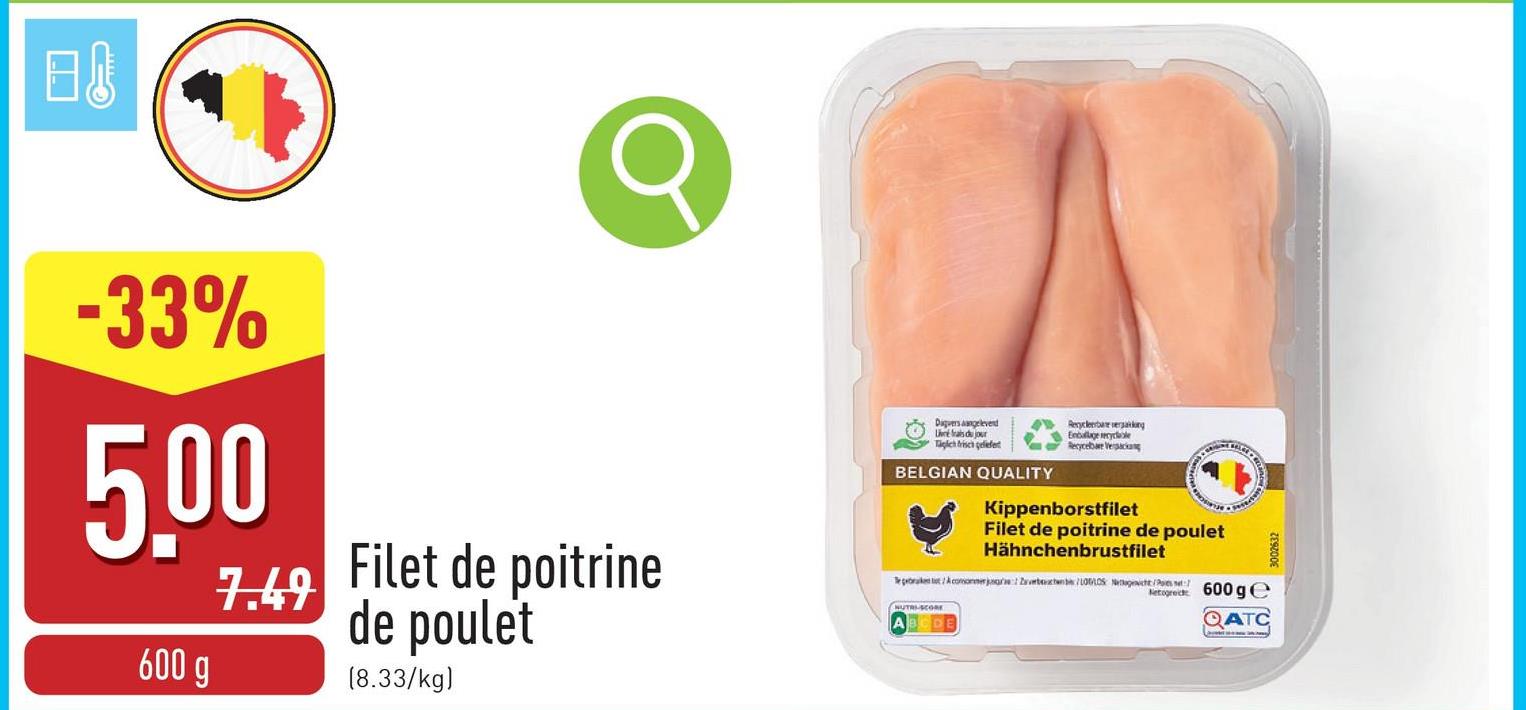 Filet de poitrine de poulet 100 % poulet, viande belge de qualité