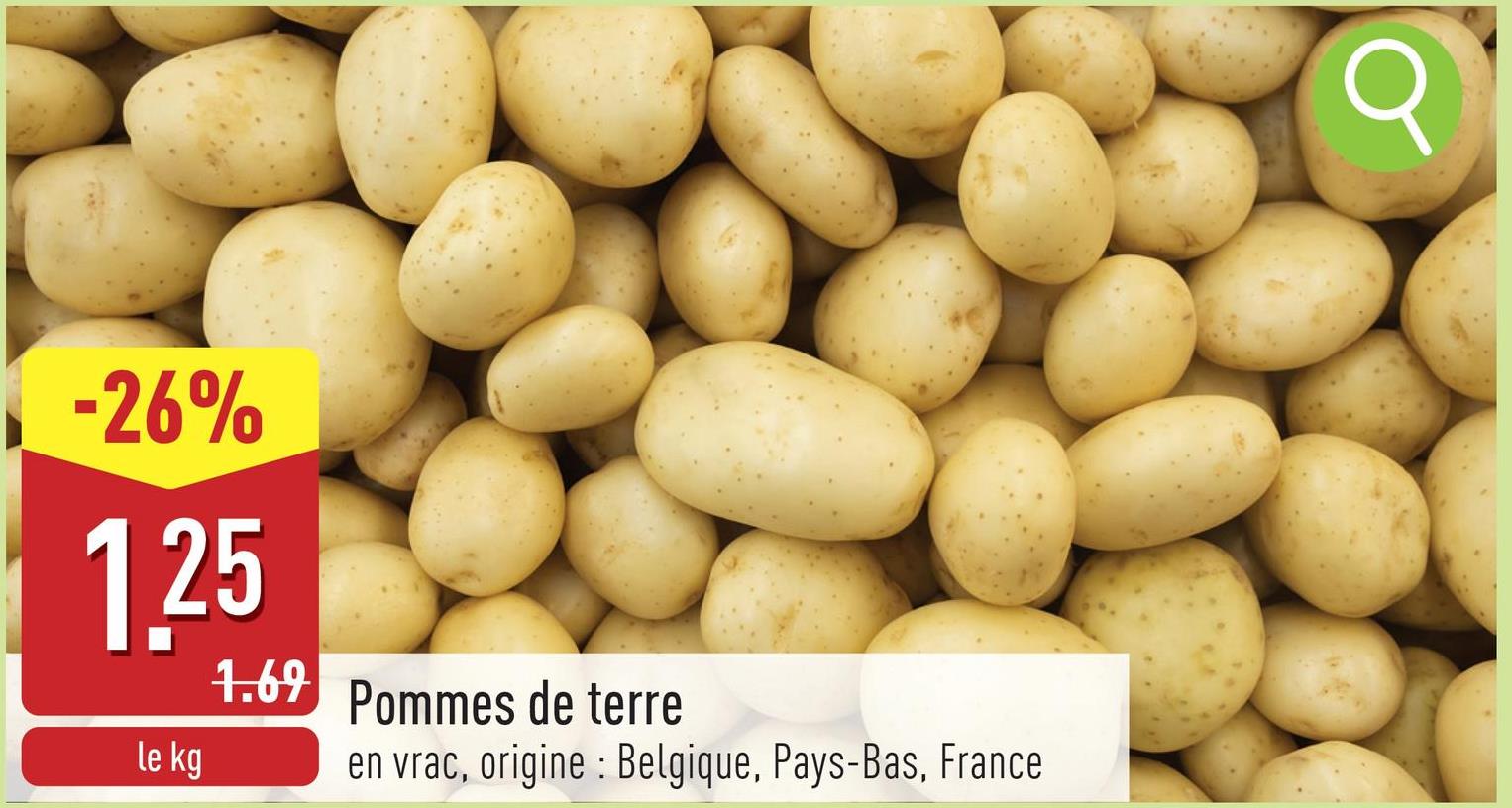 Pommes de terre en vrac, origine : Belgique, Pays-Bas, France