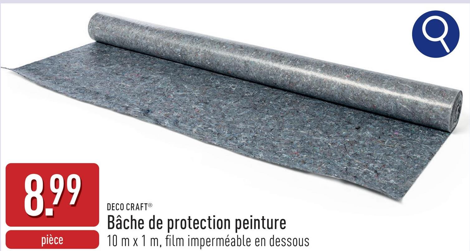 Bâche de protection peinture 10 m x 1 m, surface antidérapante et absorbante, film imperméable en dessous, pour l'intérieur et l'extérieur