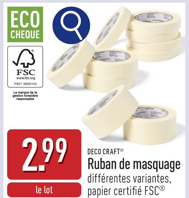 Ruban de masquage pour les travaux de rénovation à l’intérieur, choix entre différentes variantes, papier certifié FSC®