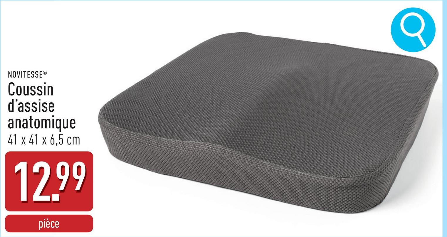 Coussin d'assise anatomique housse : polyester, rembourrage : polyuréthane et mousse à mémoire de forme, 41 x 41 x 6,5 cm, housse lavable, certifié OEKO-TEX®