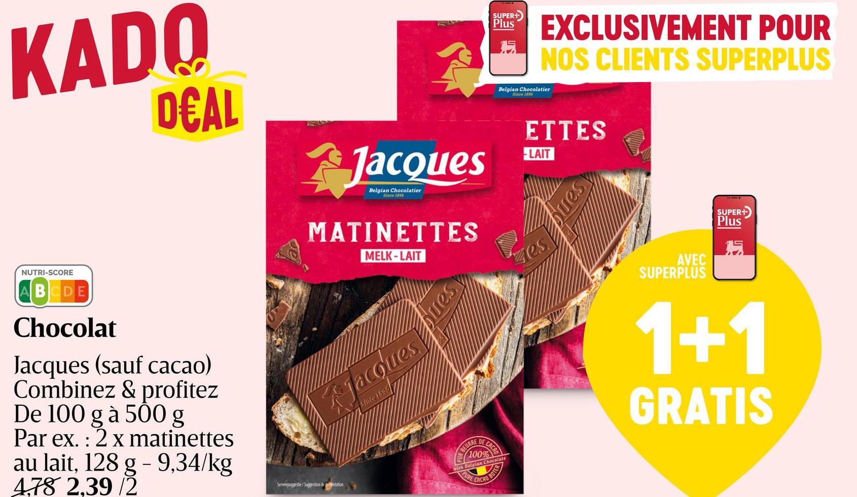 Chocolat | Lait | Matinettes Matinettes | Chocolat au lait | 128G | Jacques