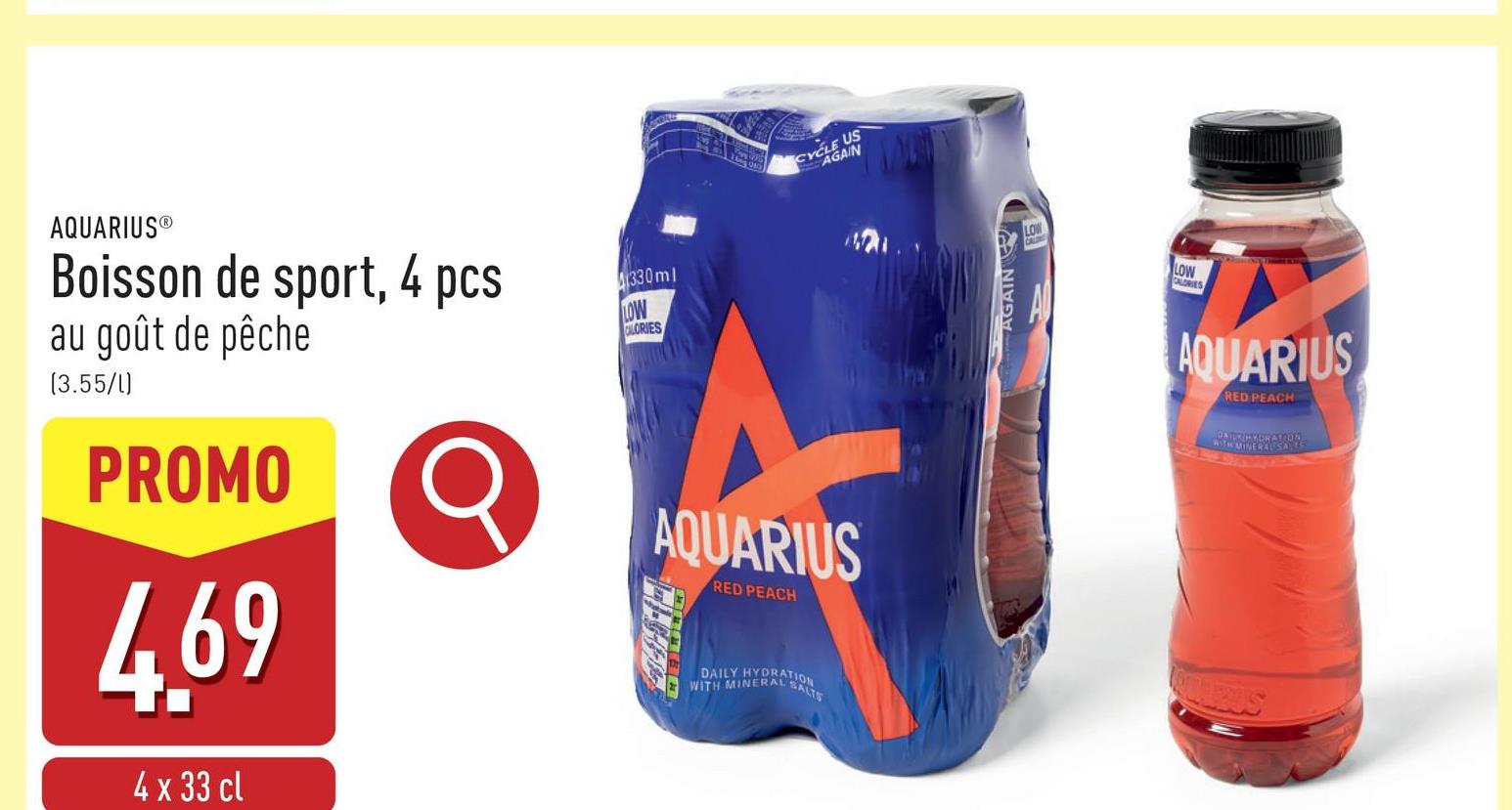 Boisson de sport, 4 pcs au goût de pêche, avec vitamine B6 ajoutée