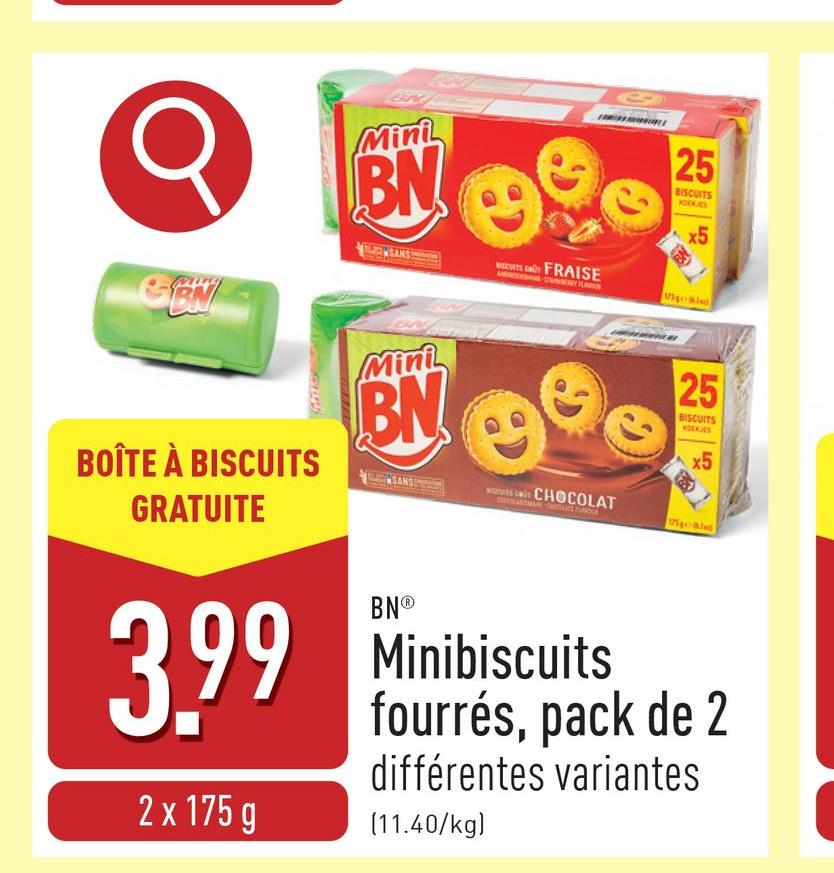 Minibiscuits fourrés, pack de 2 choix entre différentes variantes