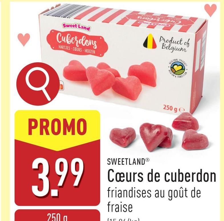 Cœurs de cuberdon friandises au goût de fraise