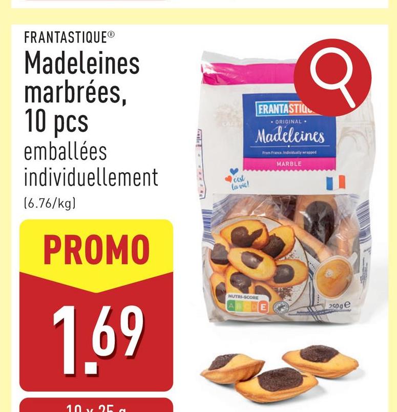 Madeleines marbrées, 10 pcs emballées individuellement