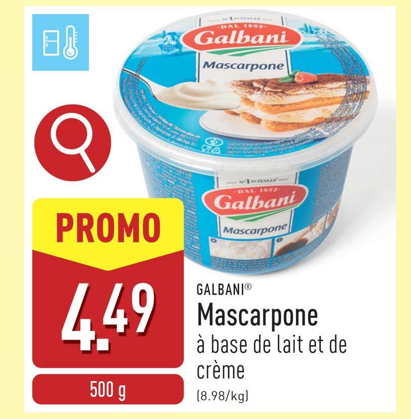 Mascarpone à base de lait et de crème