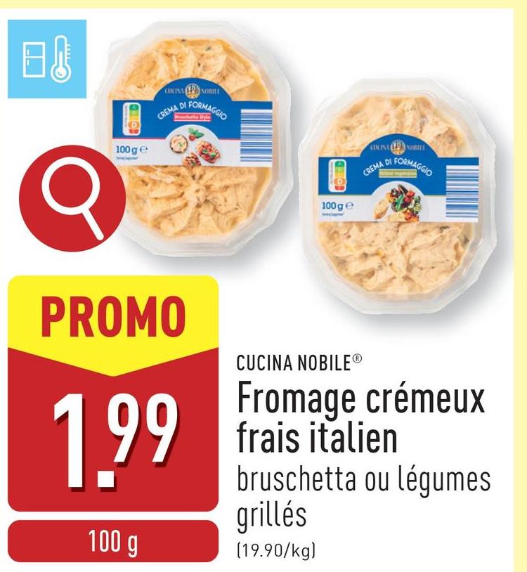 Fromage crémeux frais italien choix entre bruschetta et légumes grillés