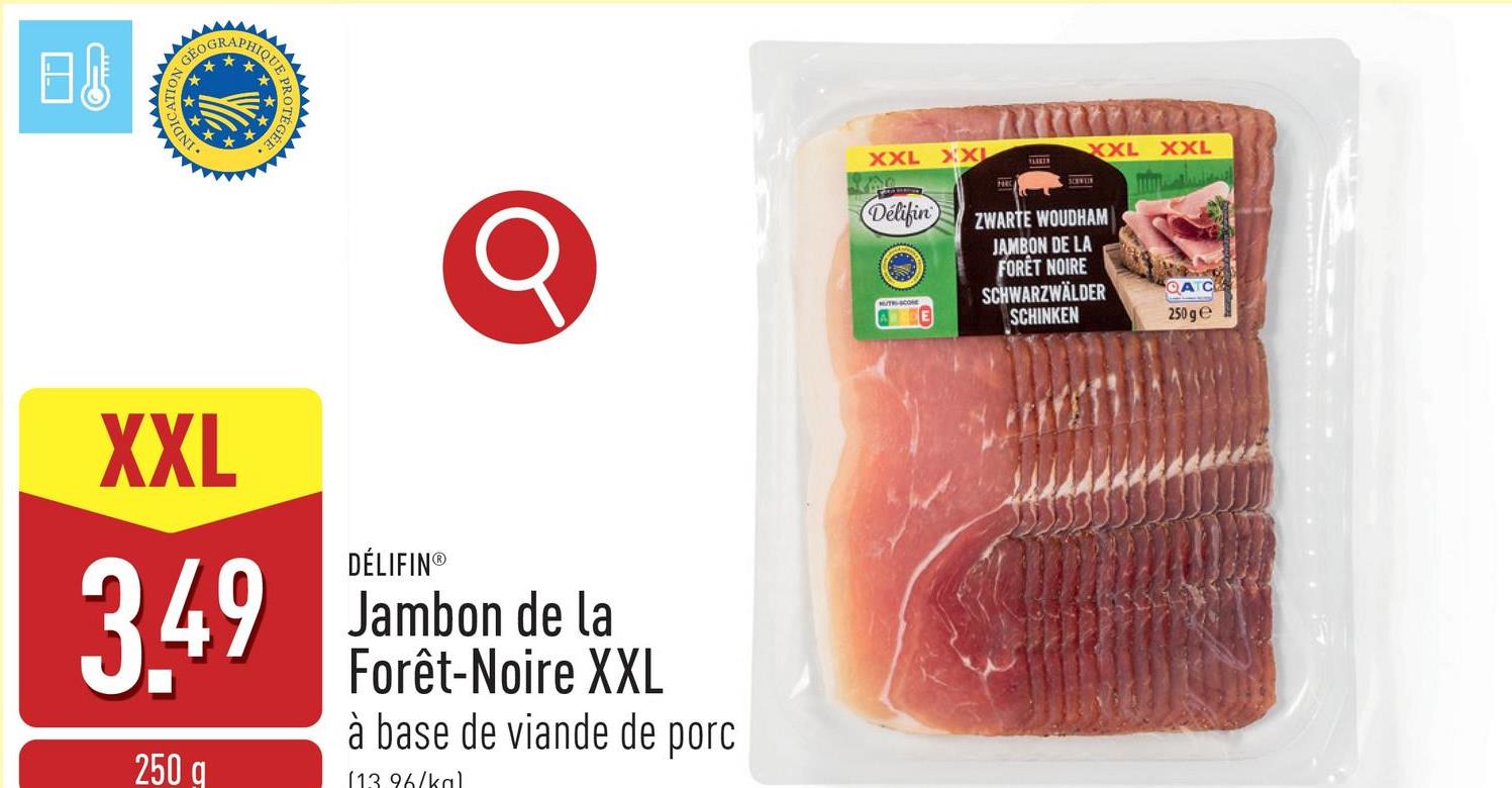 Jambon de la Forêt-Noire XXL jambon fumé, affiné pendant 3 mois selon une recette traditionnelle de la Forêt-Noire, à base de viande de porc