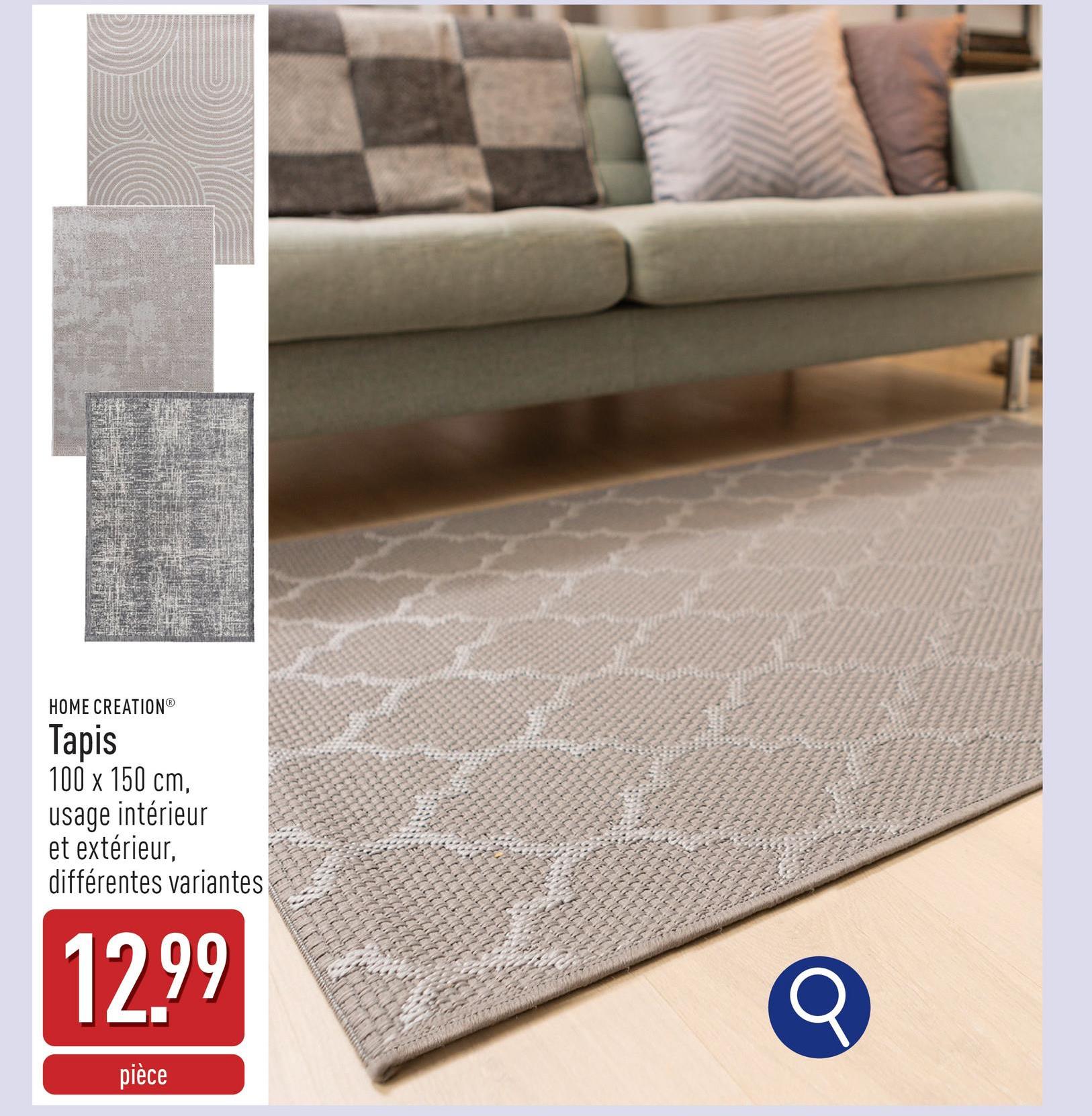 Tapis polypropylène, 100 x 150 cm, usage intérieur et extérieur, adapté au chauffage par le sol, résistant à l'eau, choix entre différentes variantes