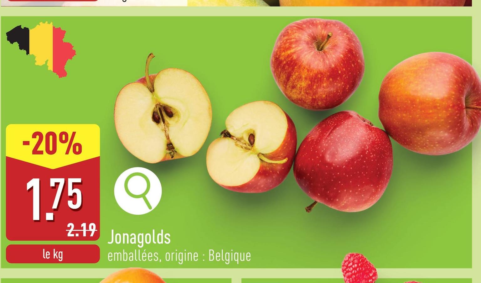 Jonagolds emballées, origine : Belgique