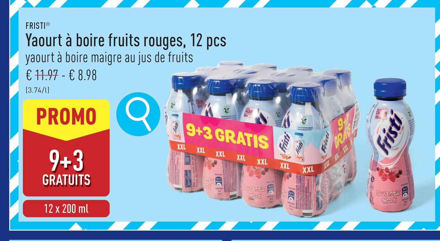 Yaourt à boire fruits rouges, 12 pcs yaourt à boire maigre au jus de fruits