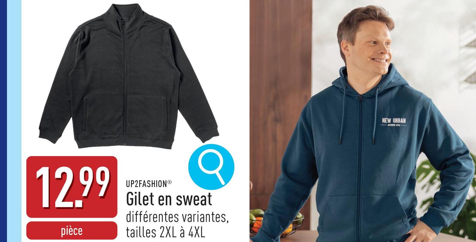 Gilet en sweat coton/polyester, regular fit, choix entre différentes variantes, tailles 2XL à 4XL, certifié OEKO-TEX®