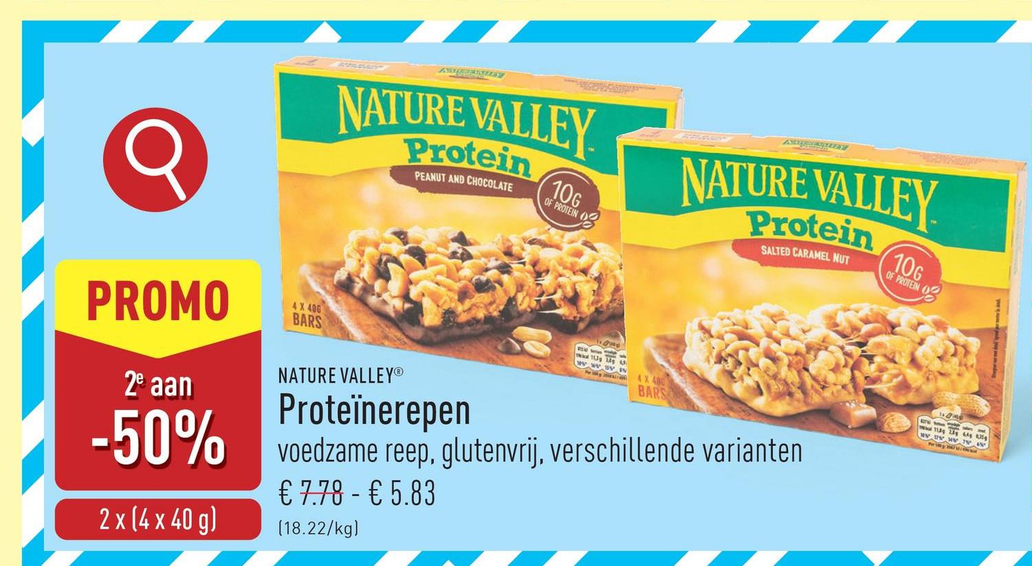 Proteïnerepen voedzame reep, glutenvrij, keuze uit verschillende varianten