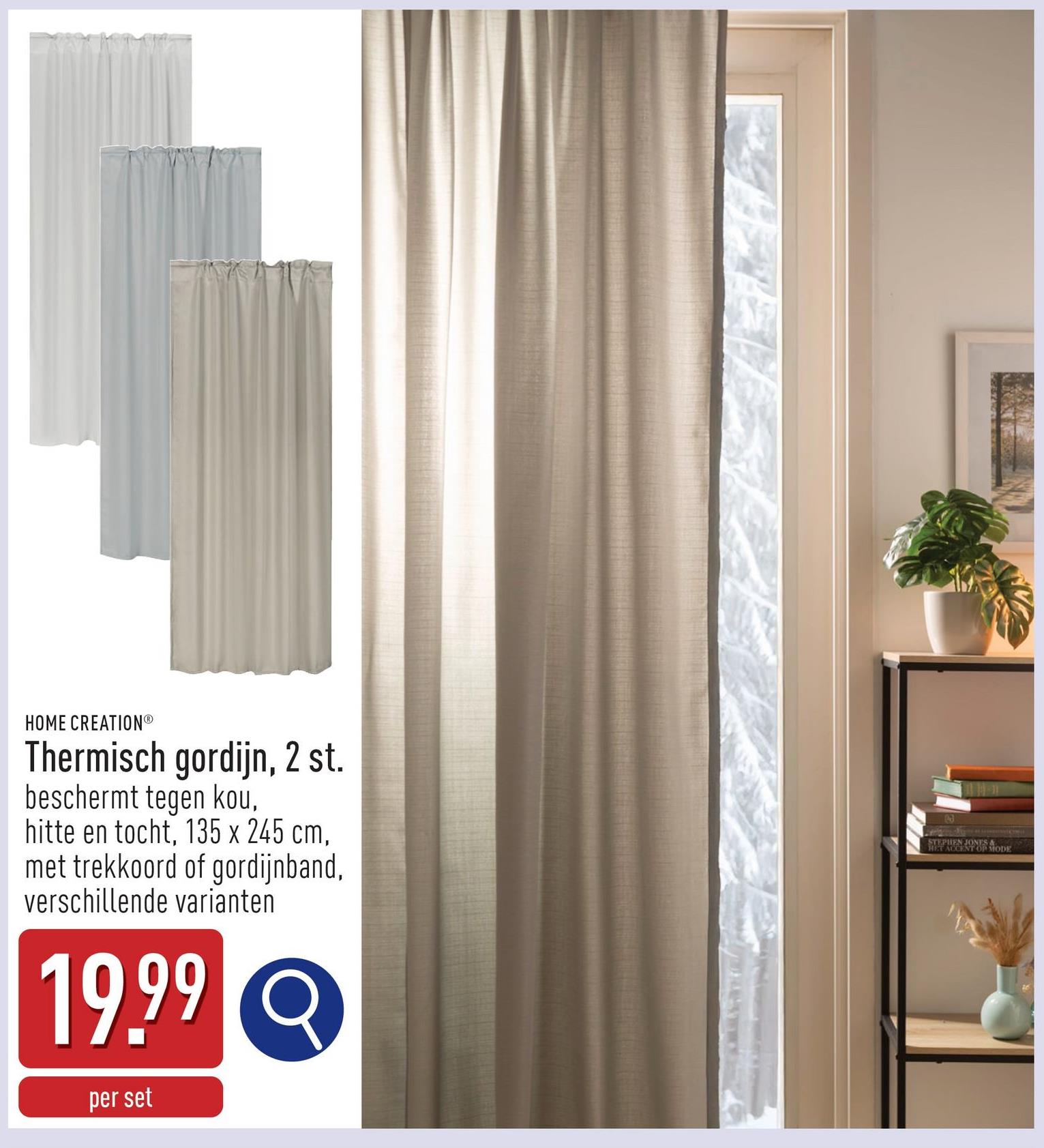 Thermisch gordijn, 2 st. voorkant: polyester, achterkant: polyester/fleece, beschermt tegen kou, hitte en tocht, met trekkoord of gordijnband, 135 x 245 cm, keuze uit verschillende varianten, OEKO-TEX®-gecertificeerd