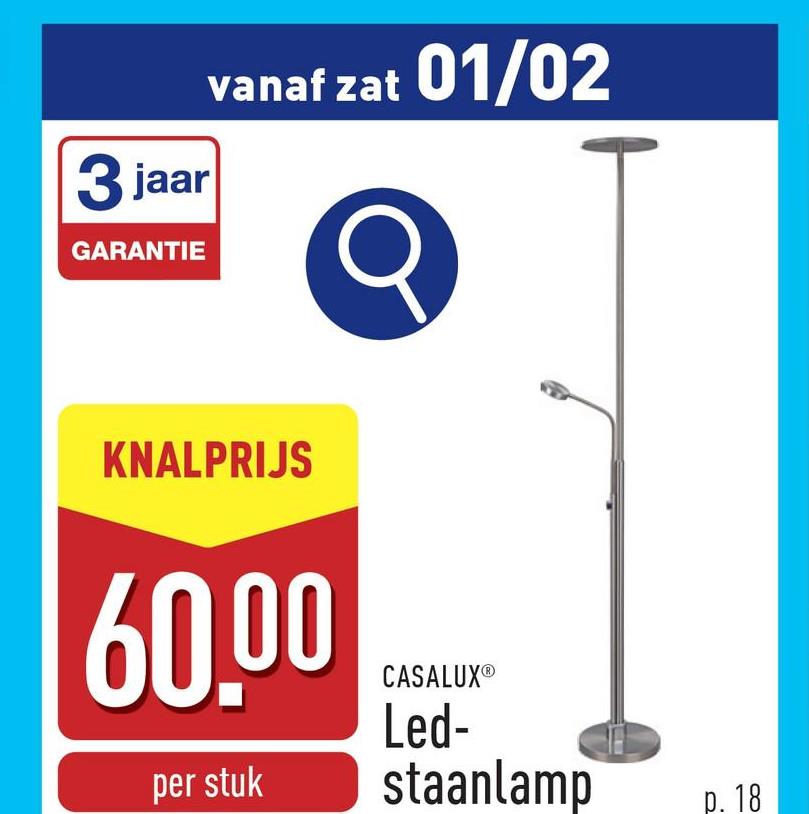 Ledstaanlamp met leesarm dimbaar via touchdimmer, lichtkleur instelbaar, keuze uit verschillende varianten