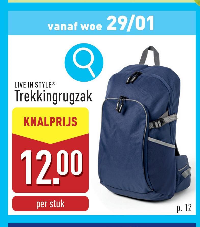 Weerbestendige trekkingrugzak 17,5 l, 47 x 28 x 14 cm, ruim hoofdvak met binnenvak, voorvak met ritssluiting, 2 meshvakken aan de zijkant, met reflecterende lussen voor trekkingstokken, verstelbare schouder- en borstband met extra reflectoren, verstelbare heupband, incl. regenhoes, keuze uit verschillende varianten