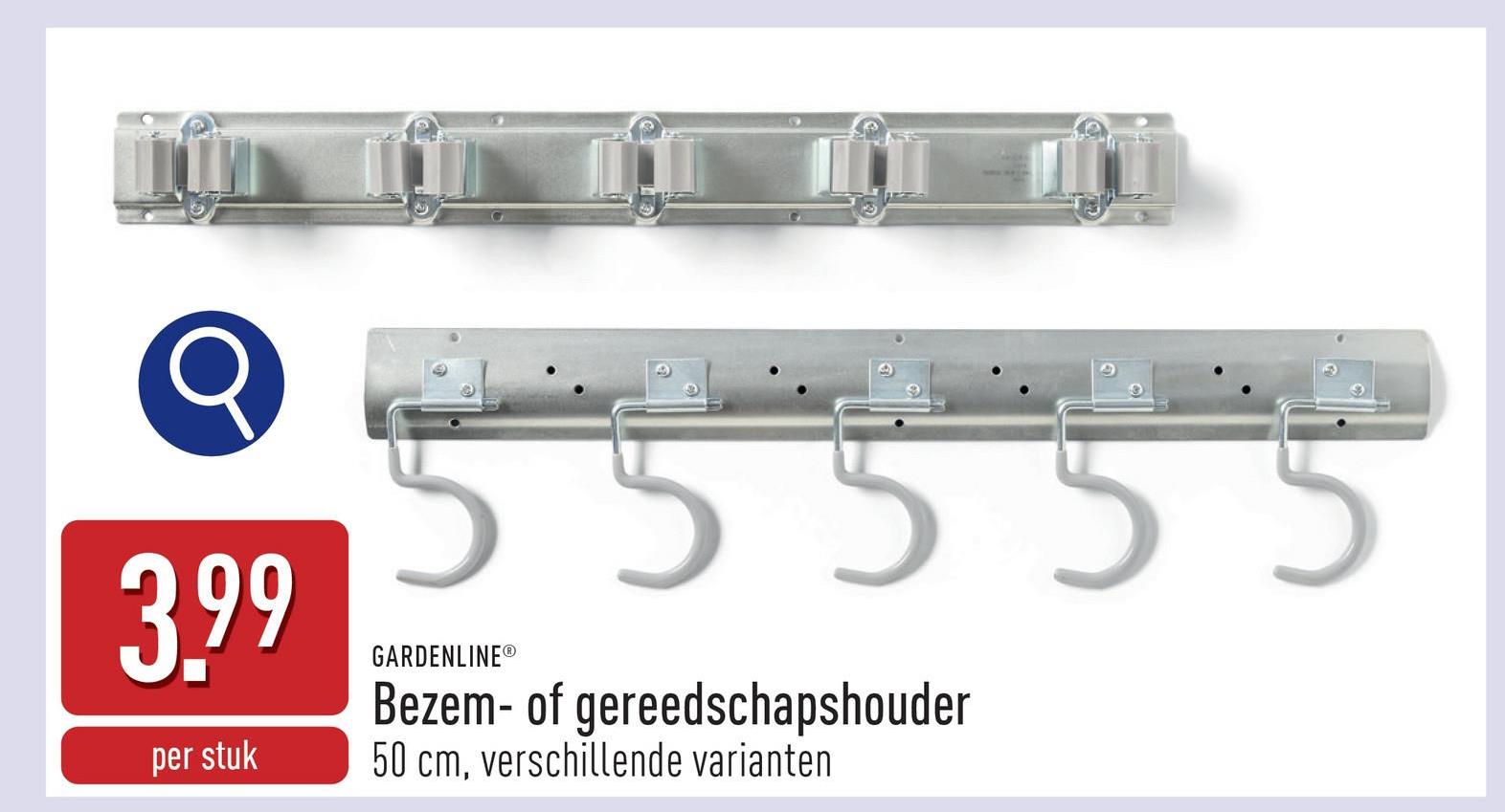 Bezem- of gereedschapshouder staal, ca. 50 cm, geschikt voor gereedschap met een steel met een diameter van max. 35 mm, keuze uit verschillende varianten