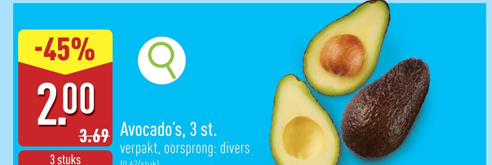 Avocado's, 3 st. verpakt, oorsprong: divers