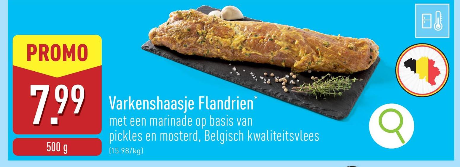 Varkenshaasje Flandrien varkenshaasje met een marinade op basis van pickles en mosterd, Belgisch kwaliteitsvlees