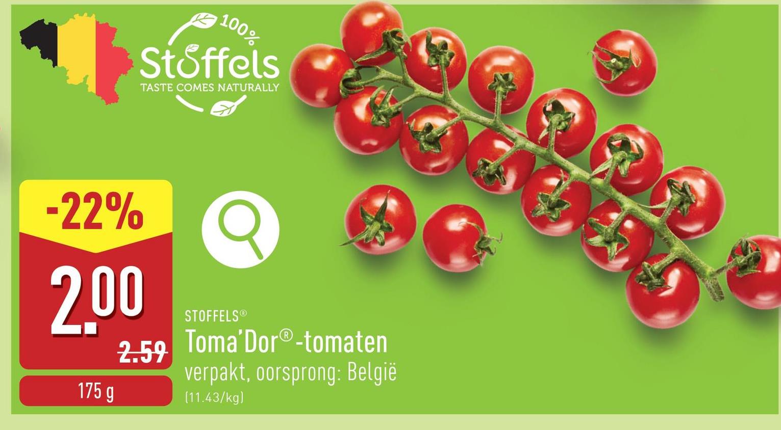 Toma'Dor®-tomaten verpakt, oorsprong: België