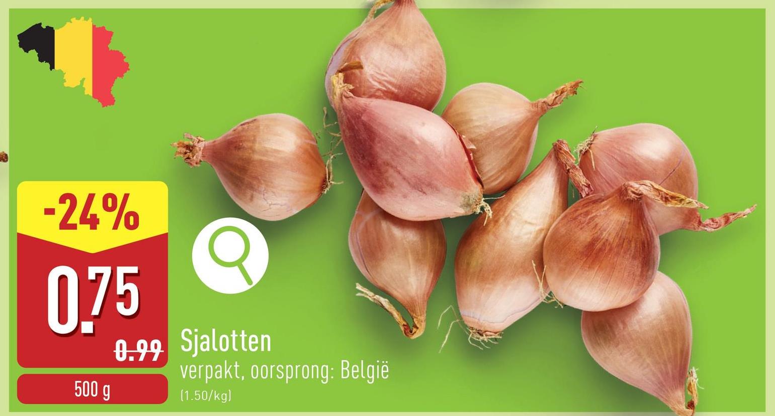 Sjalotten verpakt, oorsprong: België