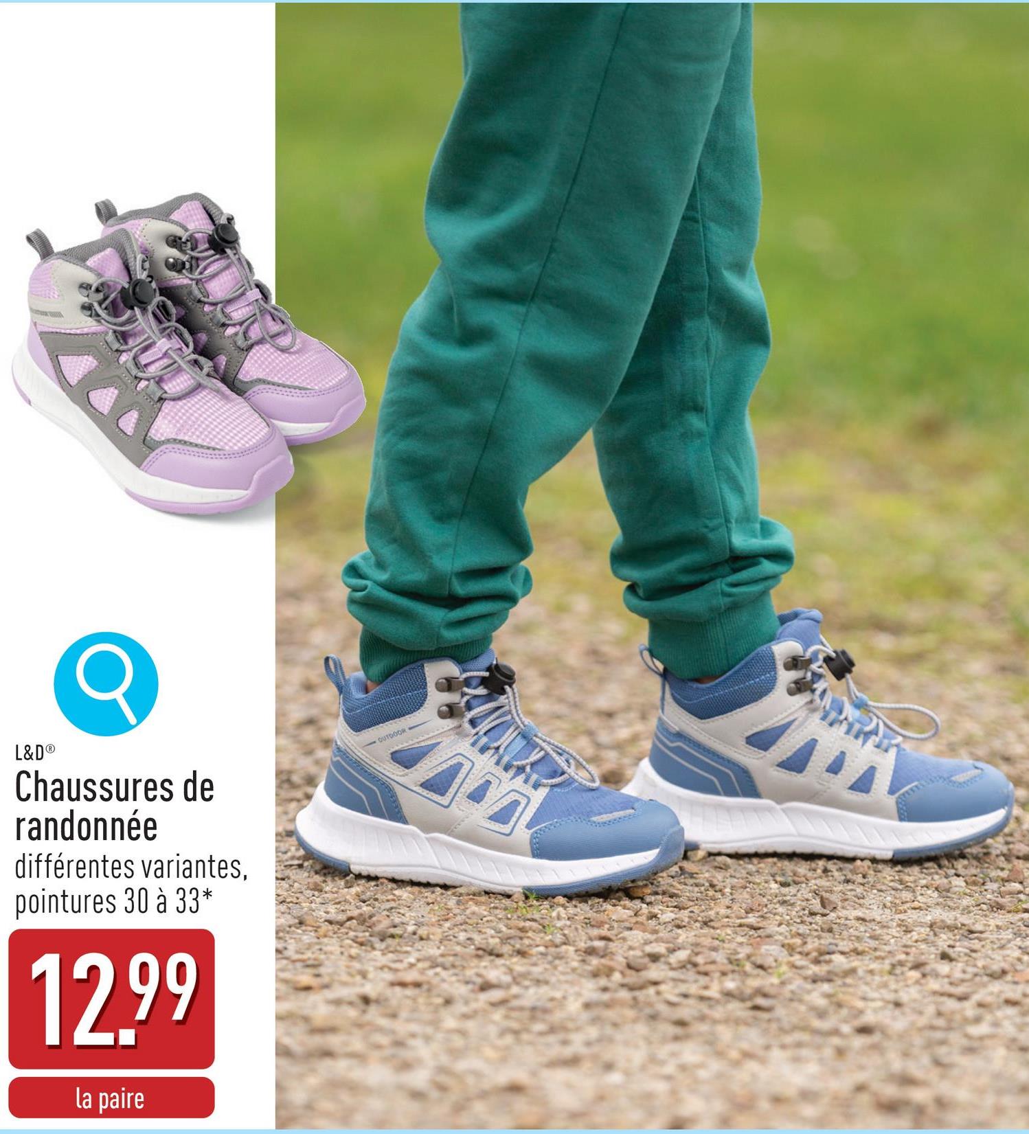 Chaussures de randonnée dessus en textile et PU, doublure en textile, imperméable, semelle d'usure en caoutchouc thermoplastique, choix entre différentes variantes, pointures 30 à 33*