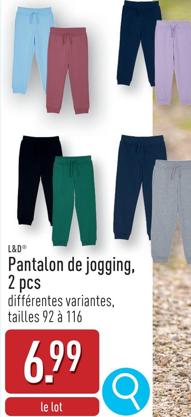 Pantalon de jogging, 2 pcs coton/polyester ou coton/viscose, relaxed fit, choix entre différentes variantes, tailles 92 à 116, certifié OEKO-TEX®