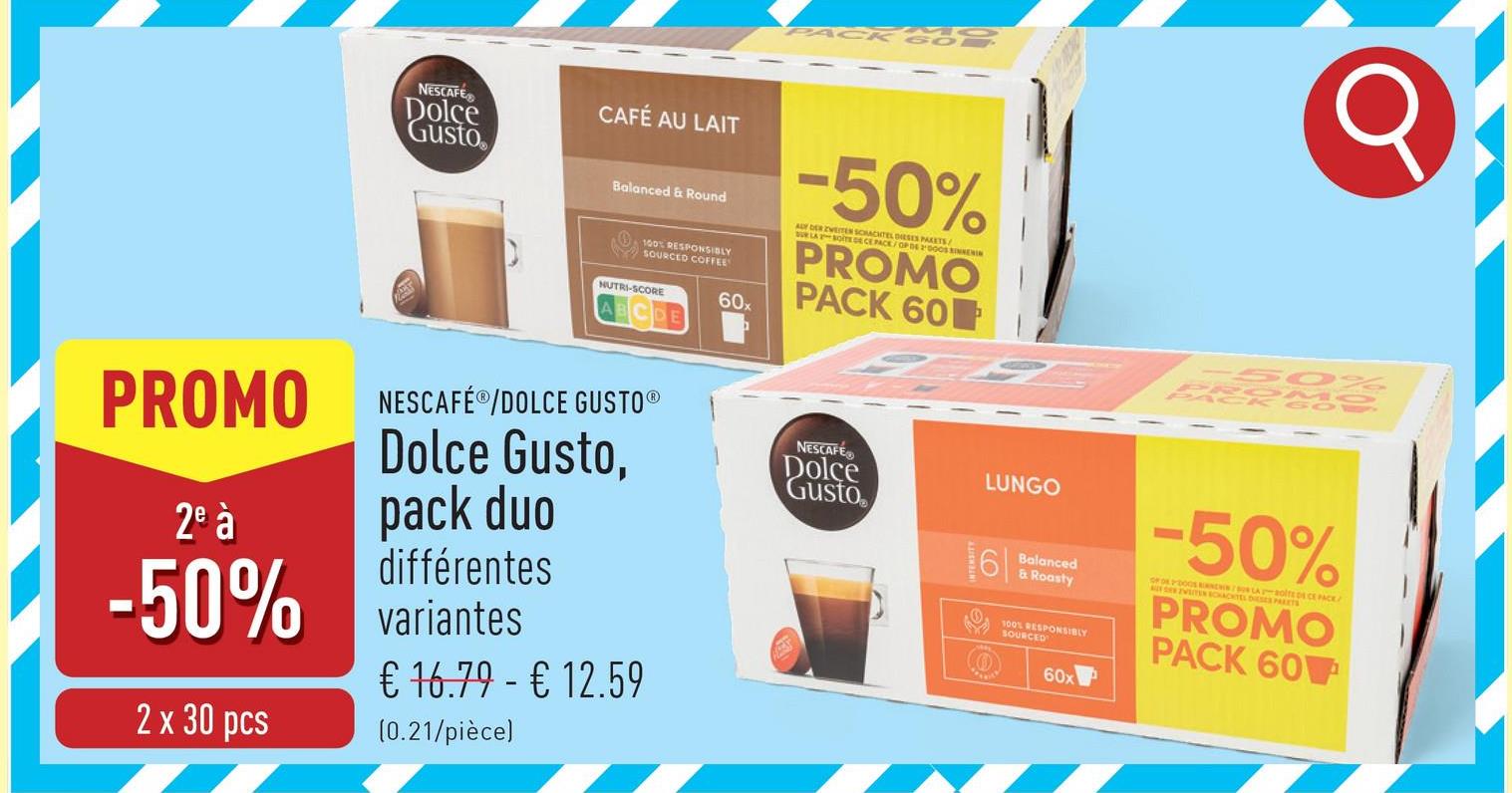 Dolce Gusto, pack duo choix entre café au lait et lungo