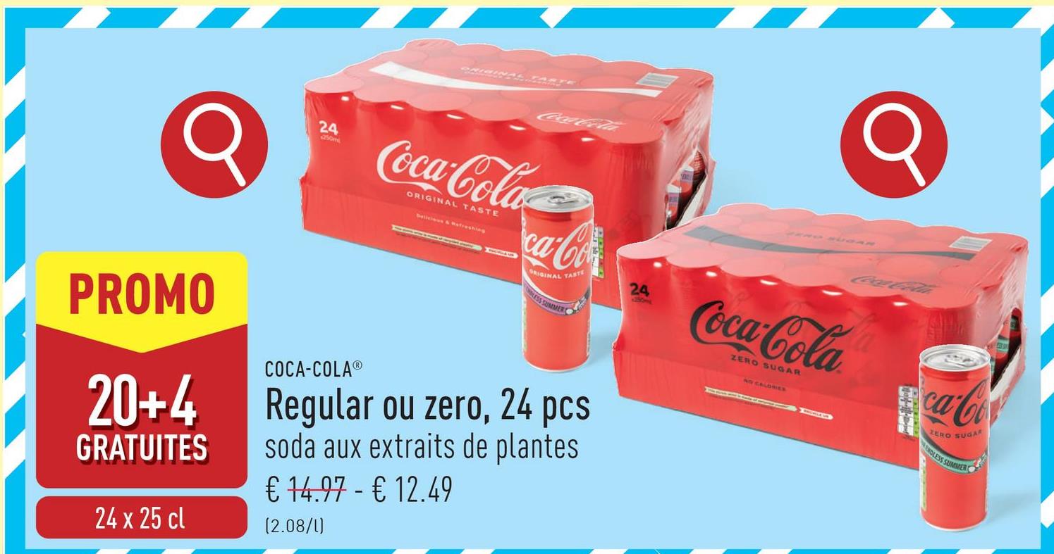 Coca-Cola regular, 24 pcs soda aux extraits de plantes, avec sucre