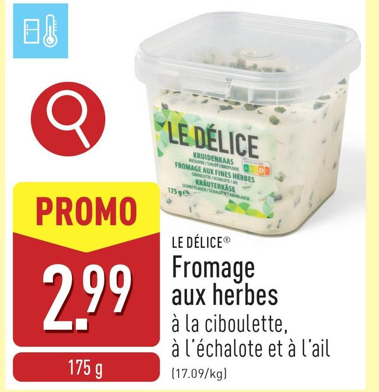 Fromage aux herbes à la ciboulette, à l'échalote et à l'ail